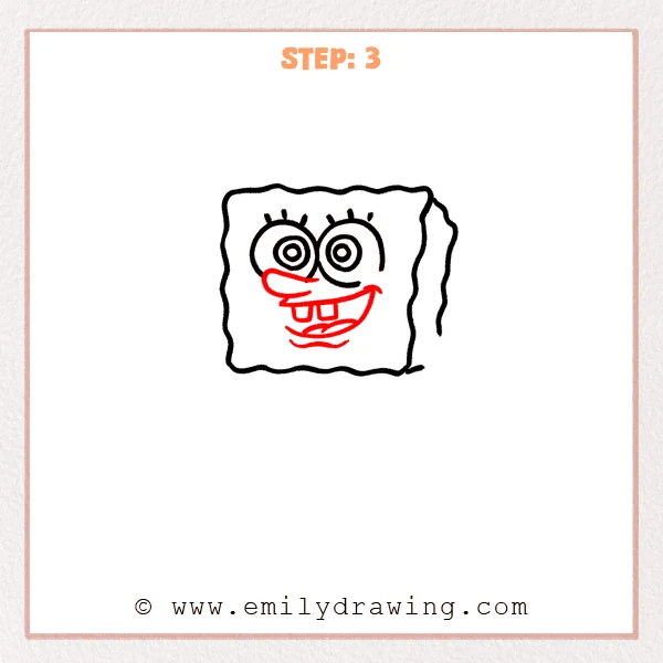 how to draw a spongebob characters - Step 3